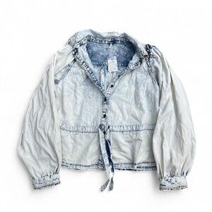 Free People NWT Acid Wash Chambray Long Sleeve